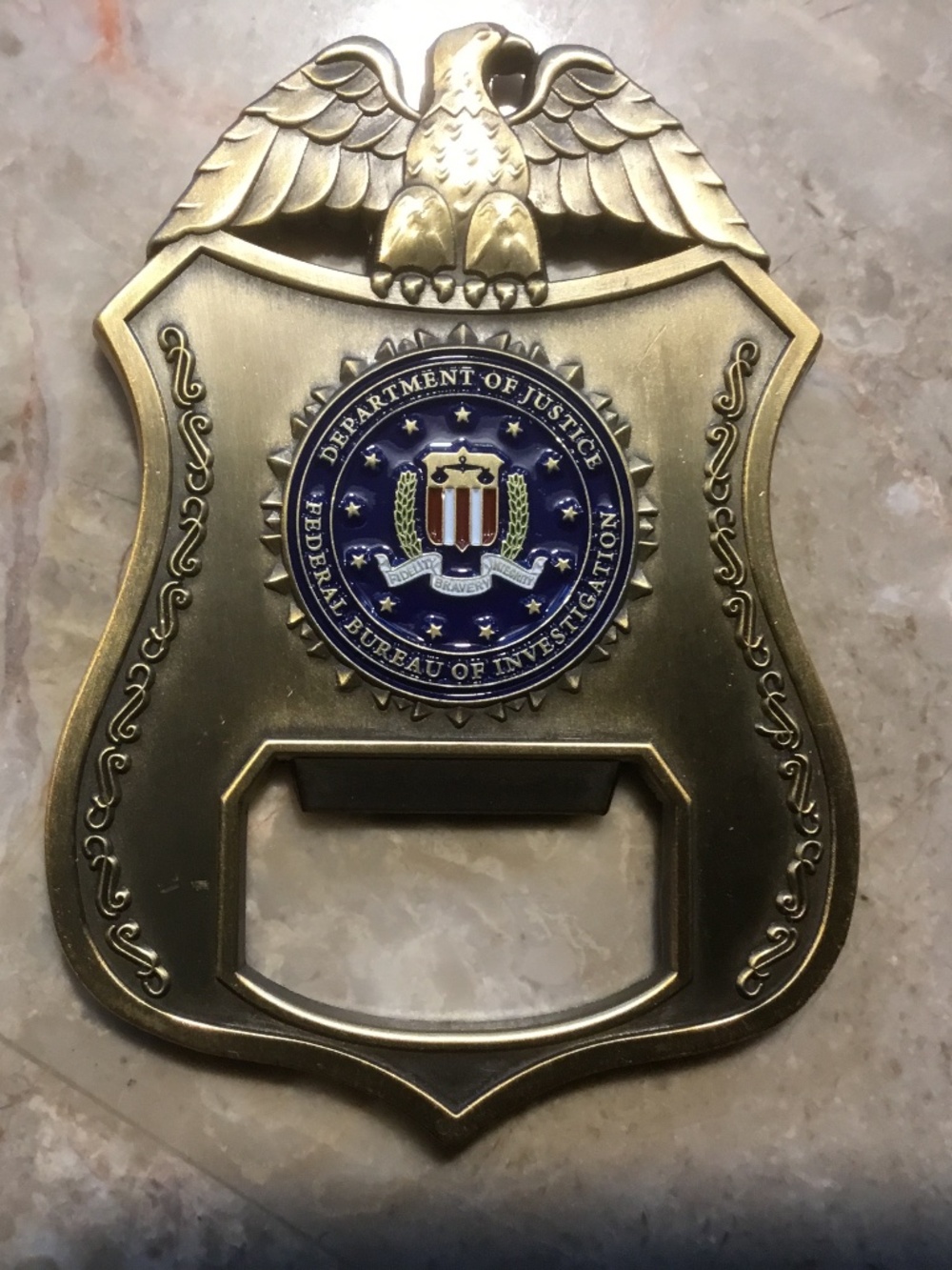 FBI Challenge Coin/Bottle Opener with Color Shield